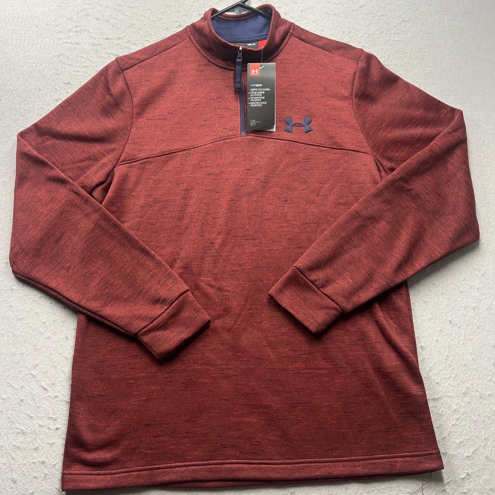 Under Armour Men's Sweatshirt Loose Fit Medium Red 1/4 Zip Cold Gear NWT